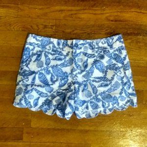 Blue and White Seashell Pattern Lily Pulitzer Shorts